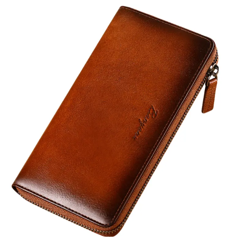 

Banyanu Кожаный бумажник для карт мужской, Yellow Brown (Top Grain Cow Leather) Anti-Skimming