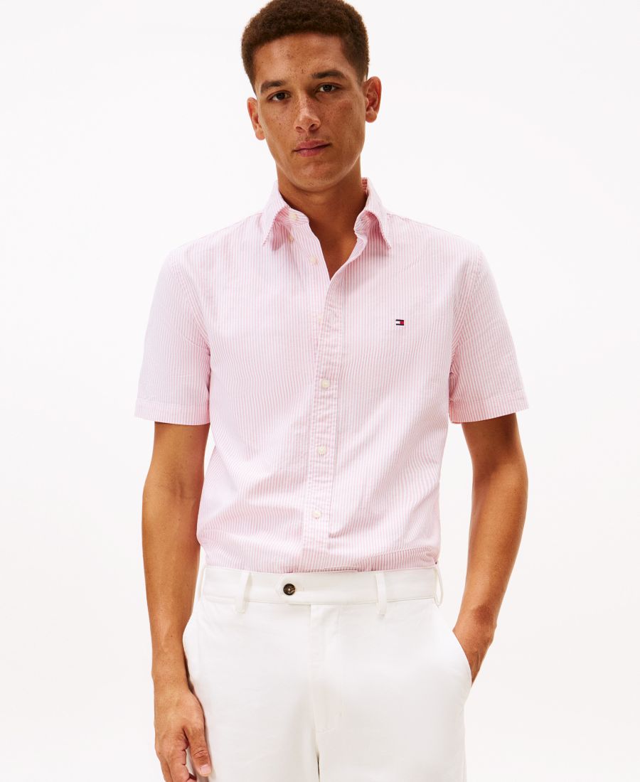 

Мужская рубашка с коротким рукавом в полоску Hertic Oxford Stripe Tommy Hilfiger, Vintage Pink / Stripe