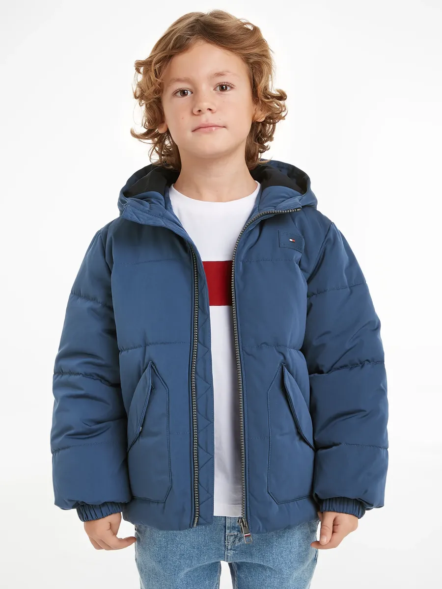 

Стеганая куртка Tommy Hilfiger "MONOTYPE PADDED PUFFER JACKET", с капюшоном, малыш до 2 лет, с капюшоном, на рукавах резинка, цвет Aegean Sea