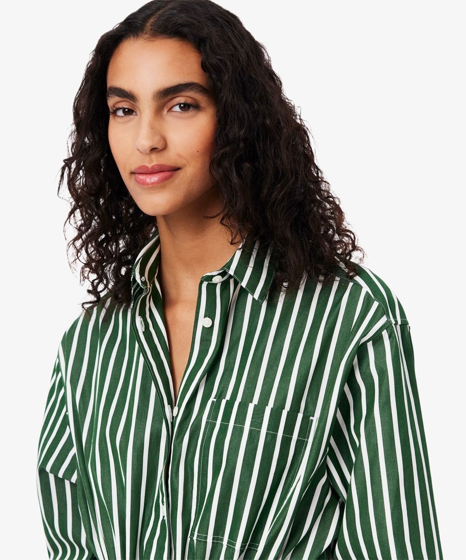 Платье-рубашка LACOSTE в полоску, 100% хлопок, зеленый — фото 2
