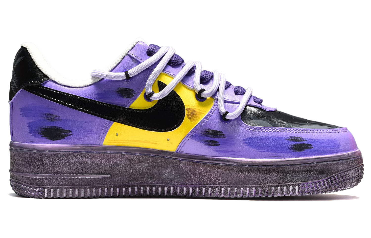 

Кроссовки для скейтбординга Air Force 1 женские с низким верхом черного, желтого и фиолетового цветов Nike, Черный, Кроссовки для скейтбординга Air Force 1 женские с низким верхом черного, желтого и фиолетового цветов Nike