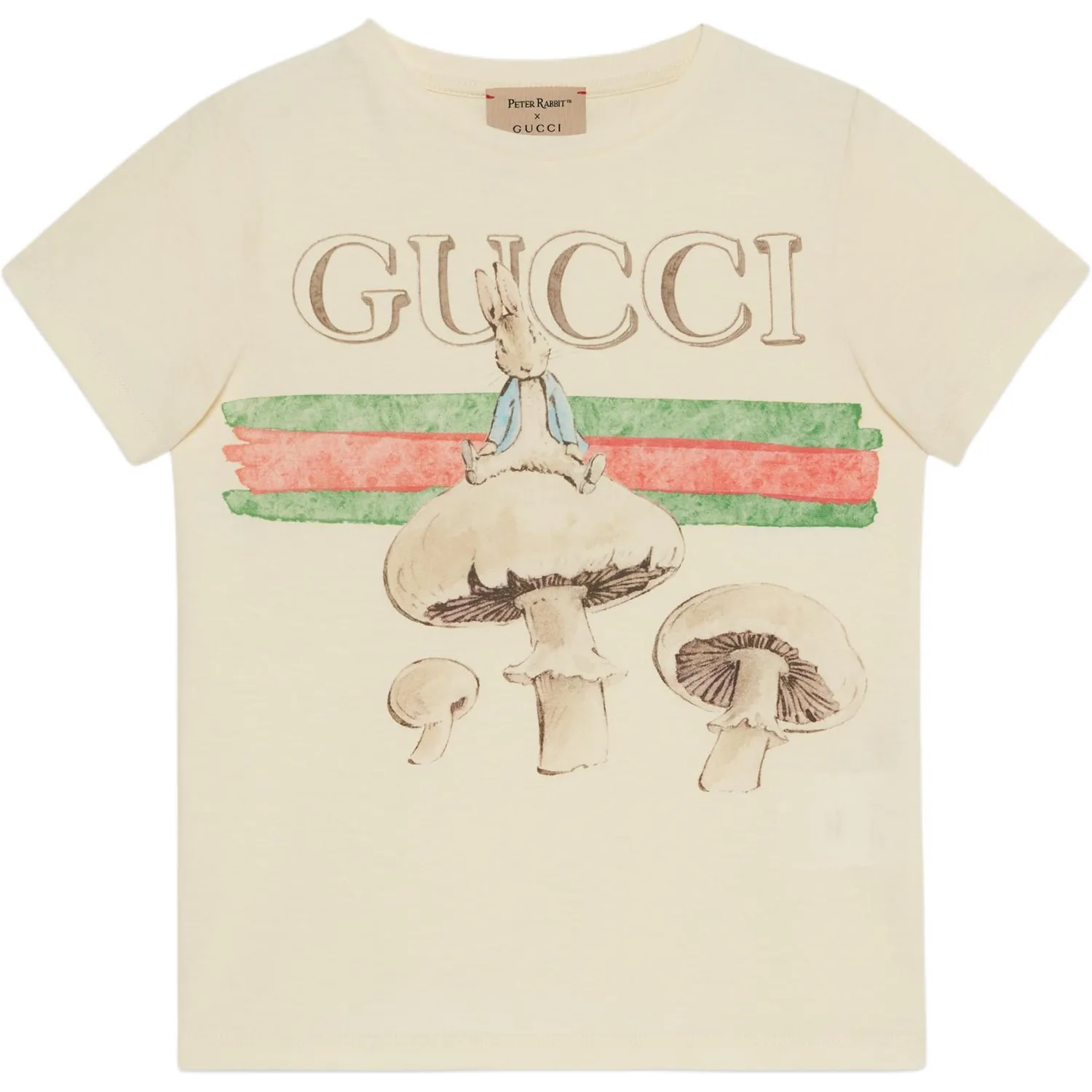 Детская футболка Peter Rabbit с круглым вырезом GUCCI, экрю — фото 3