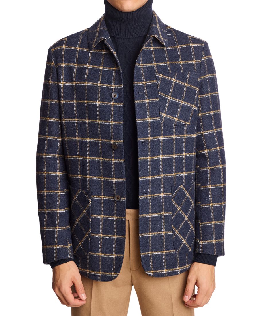 

Мужская куртка New City на пуговицах Paisley & Gray, Blue Mustard White Windowpane