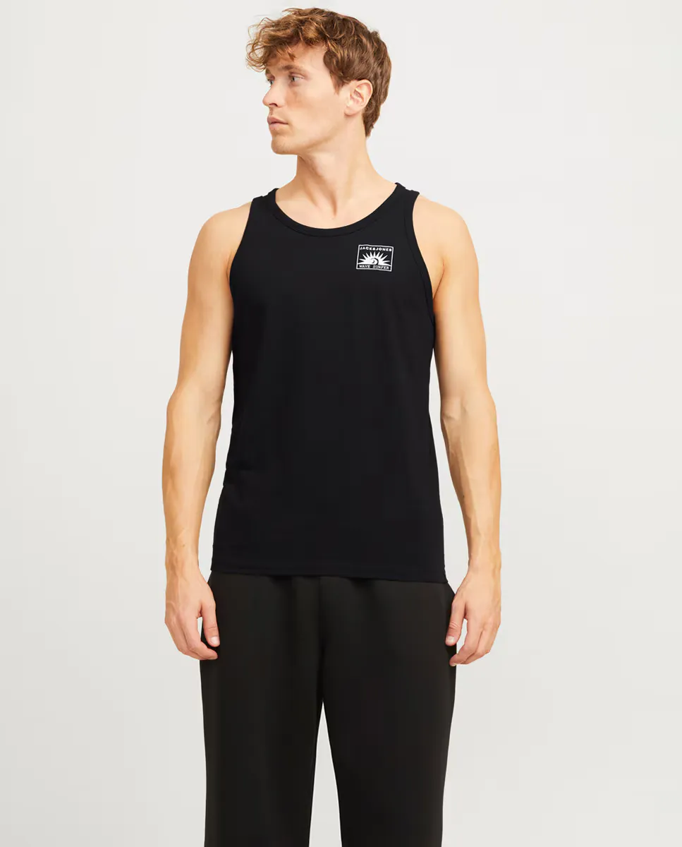 

Мужская футболка без рукавов с принтом сбоку Jack & Jones, черный
