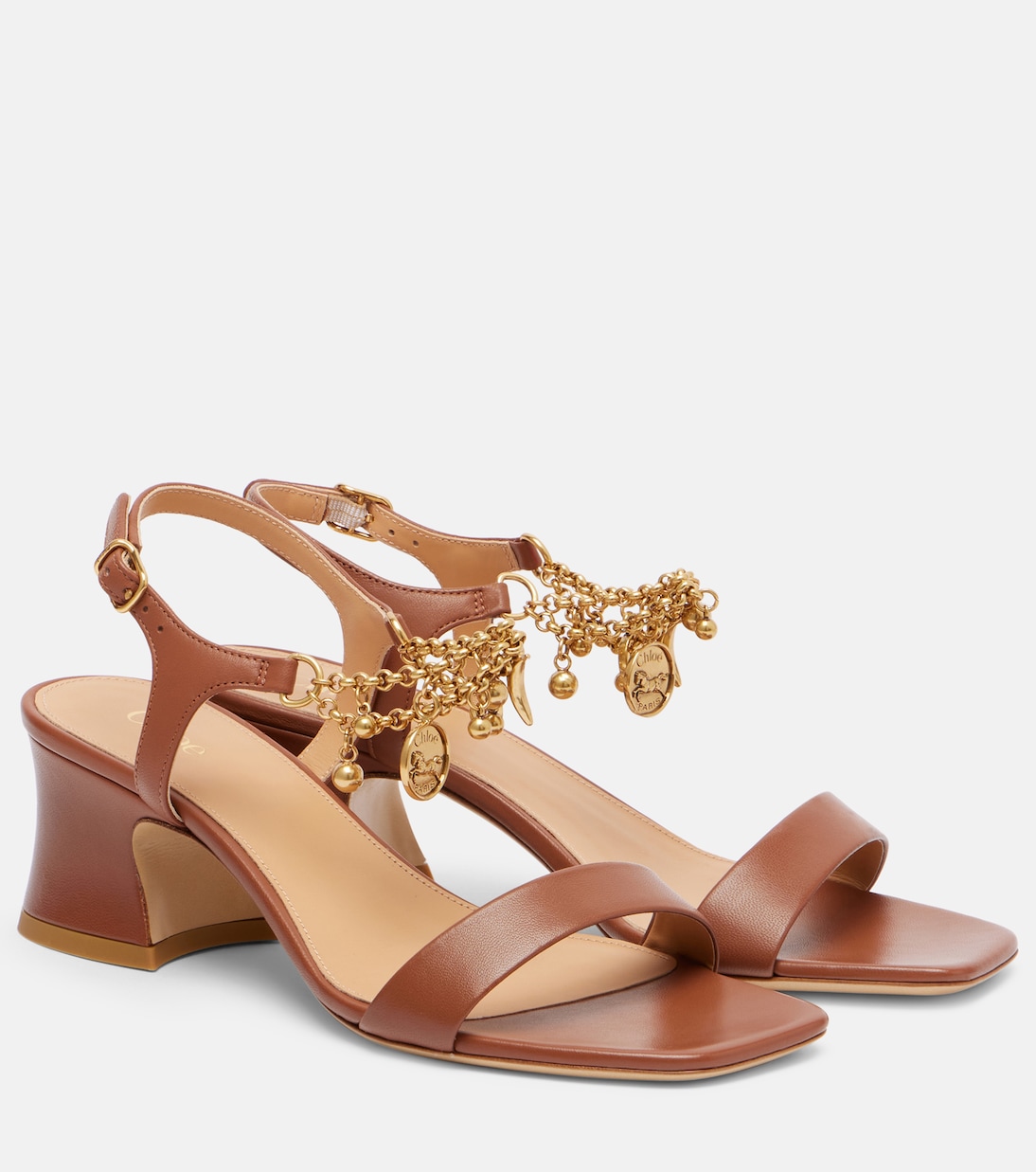 Кожаные сандалии Chloé Charms 55 Chloé, Cognac Brown