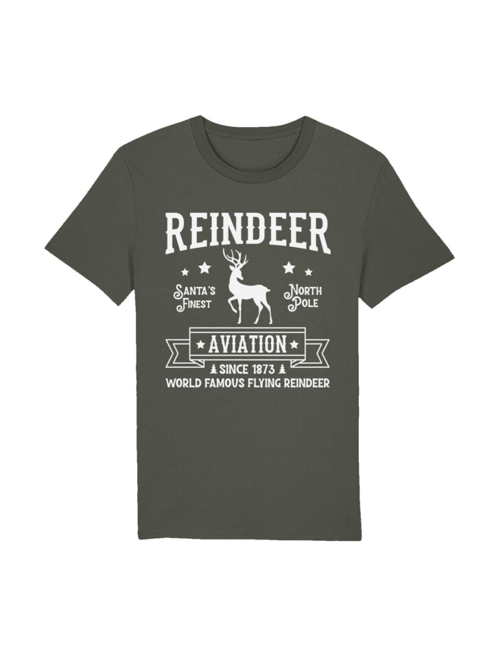 

Футболка F4NT4STIC T-Shirt Reindeer Aviation Retro Weihnachts Sign, хаки