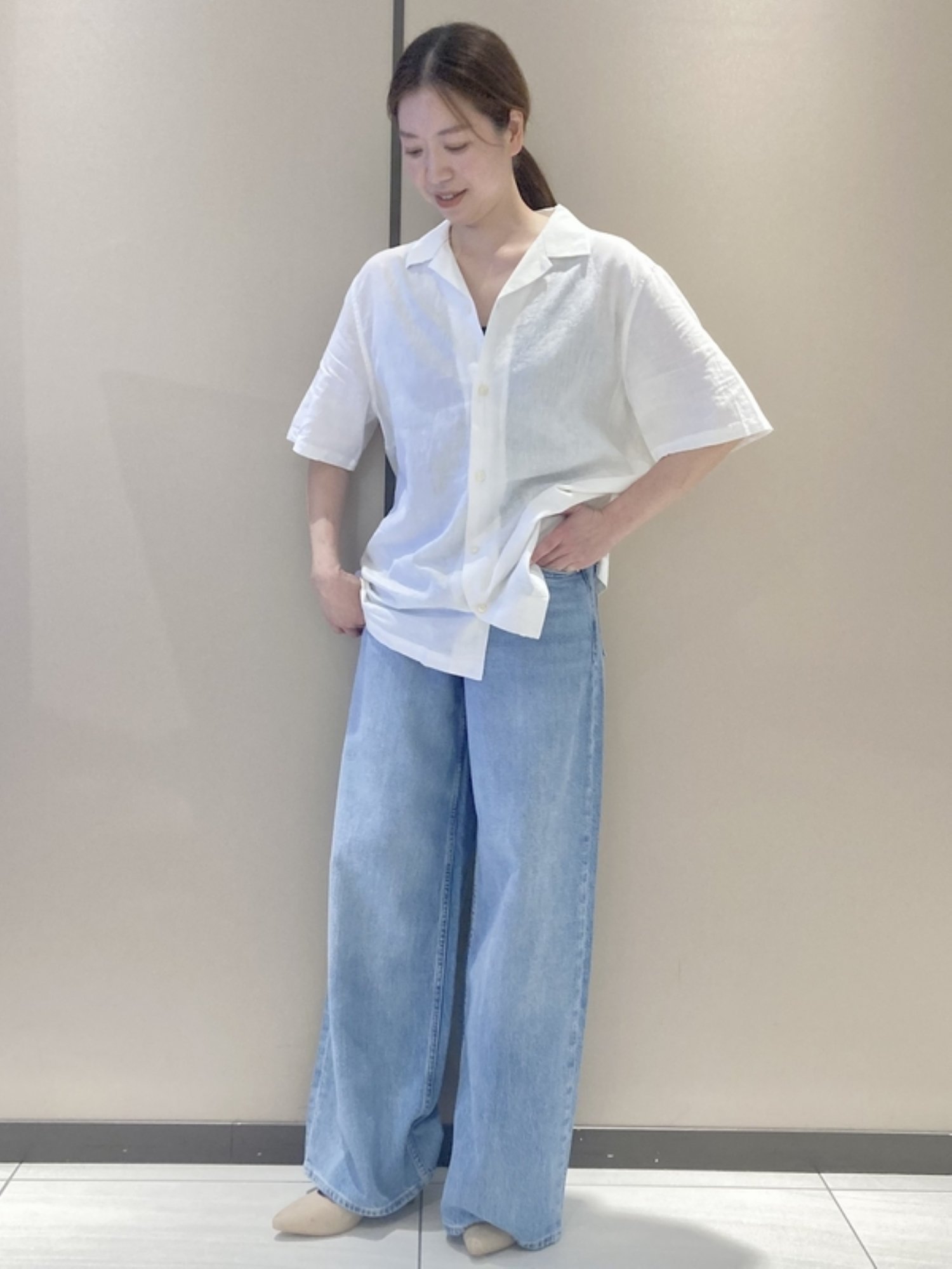 (M) Рубашка стандартного кроя из льняной смеси для отдыха GAP, NEW_OFF_WHITE — фото 4