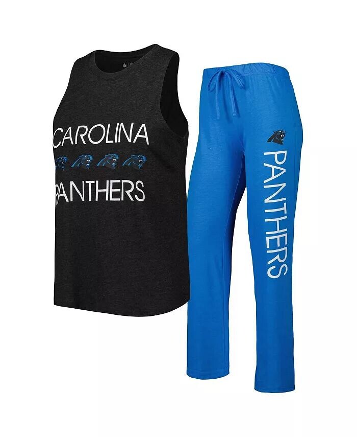 

Женский комплект для сна из майки и брюк Carolina Panthers синего и черного цвета Concepts Sport