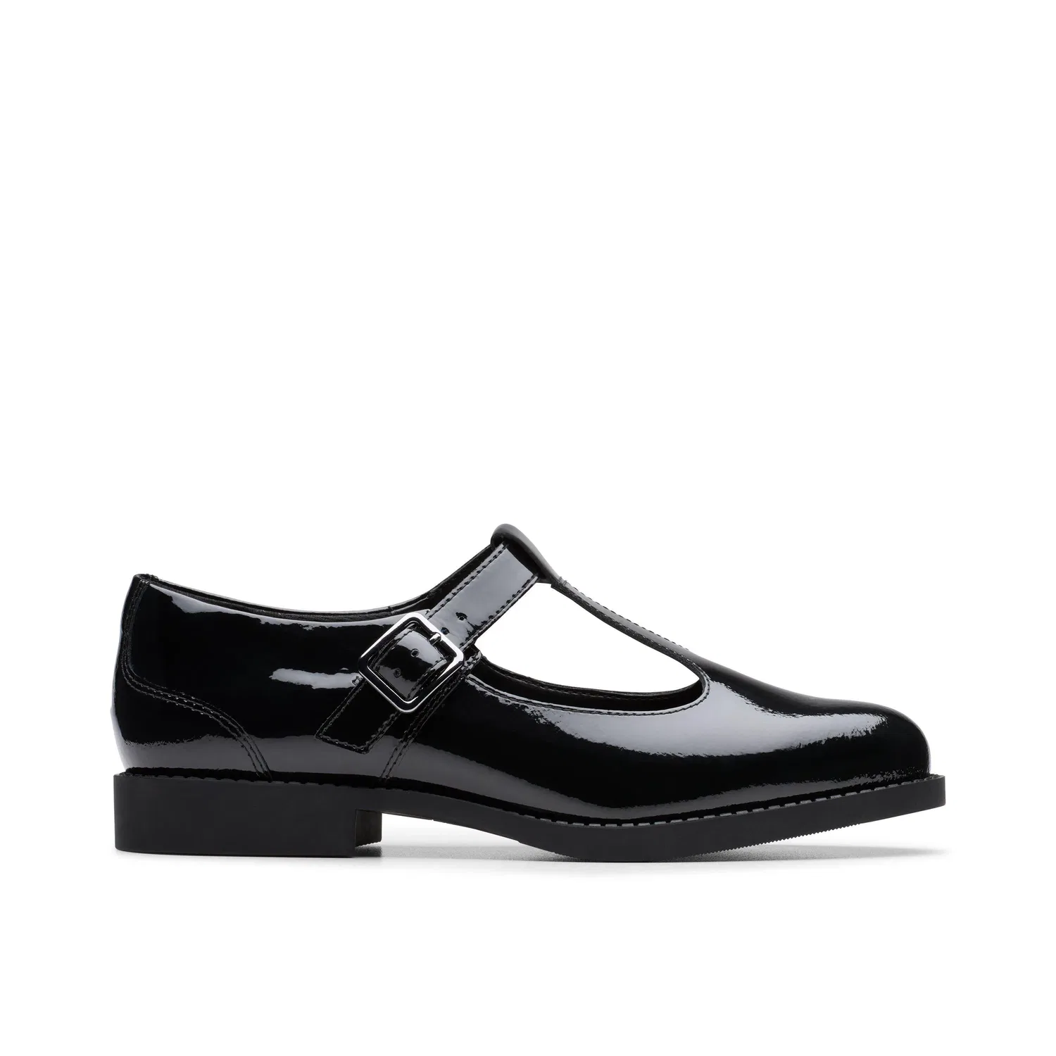 Туфли T-Bar из лакированной кожи Clarks, черный