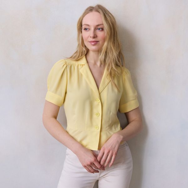 

Женская блузка с баской Lc Lauren Conrad, цвет yellow white chip