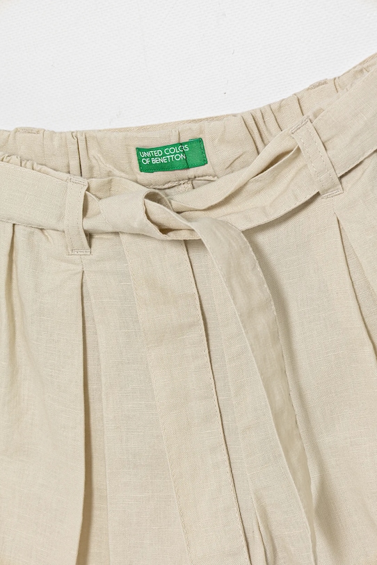 Льняные детские шорты United Colors Of Benetton, бежевый — фото 3