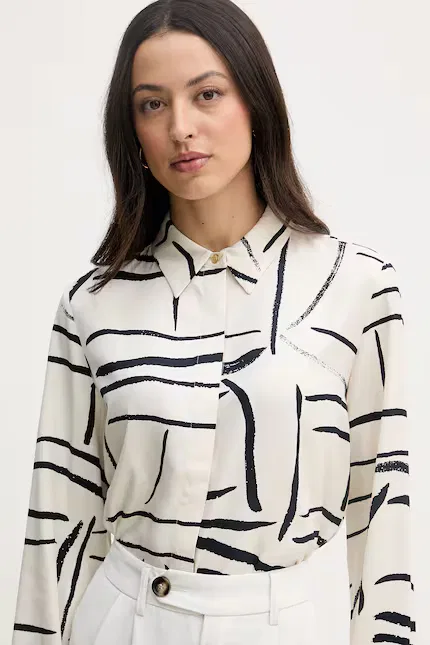 Классическая рубашка из вискозы Tommy Hilfiger, бежевый — фото 4