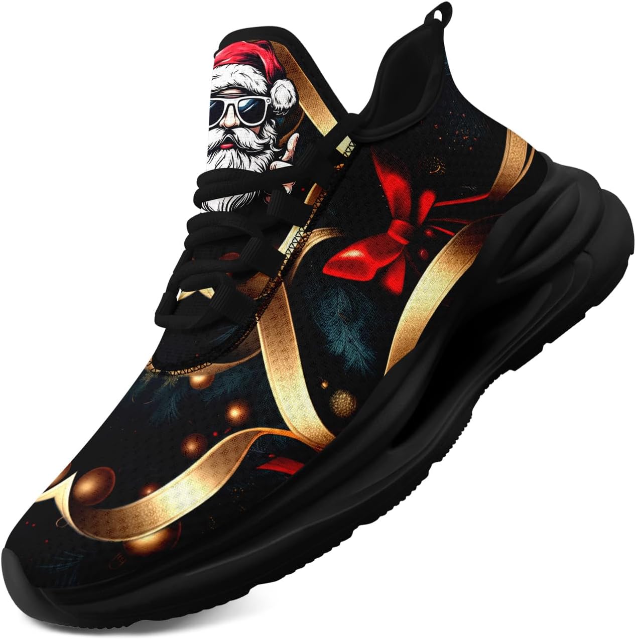 

Рождественские кроссовки для мужчин и женщин - праздничный дизайн, удобные легкие теннисные кроссовки из сетки для прогулок Coolcustomize, красный