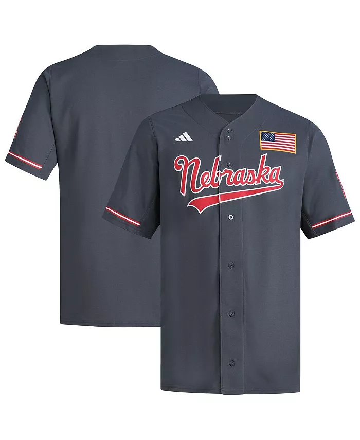 

Мужская серая бейсбольная майка-реплика Nebraska Huskers adidas