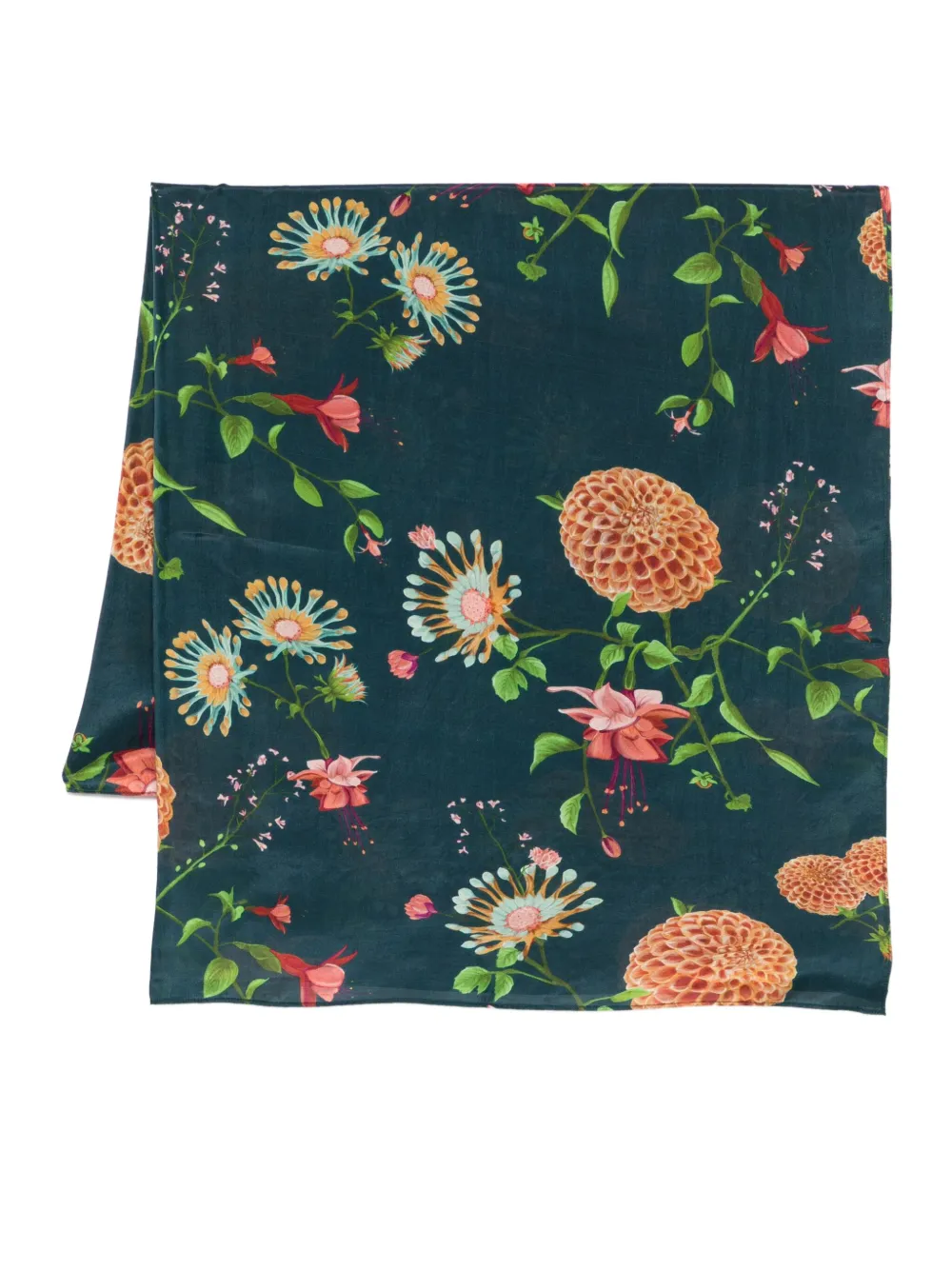 

Шелковый шарф с цветочным принтом YAVI, синий