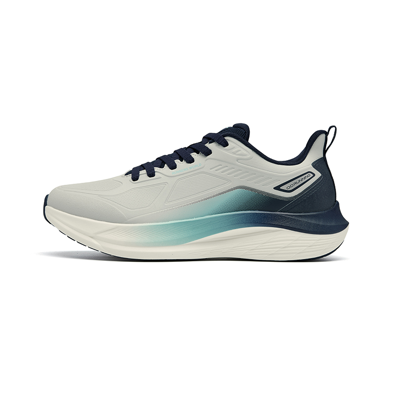 

QIAODAN Кроссовки для бега с низким верхом, устойчивые к истиранию, с амортизацией, мужские, геометрические, серые, с синей лентой