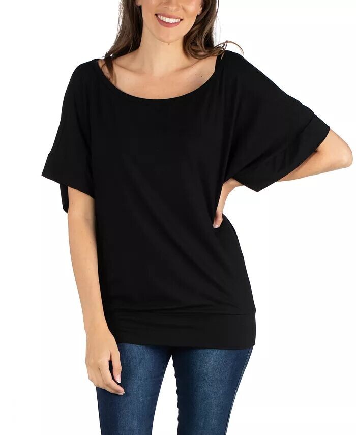 

Топ свободного кроя «летучая мышь» с широкими рукавами 24seven Comfort Apparel, коричневый
