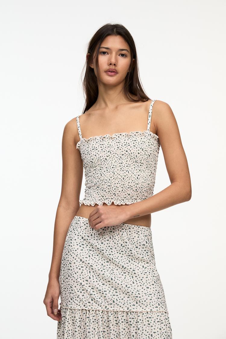 

Топ со сборками и бретельками Pull And Bear, мультиколор