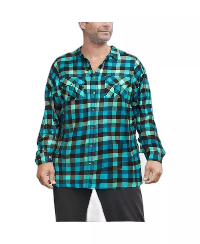 

Мужская фланелевая рубашка Big & Tall Signature в клетку KingSize, синий
