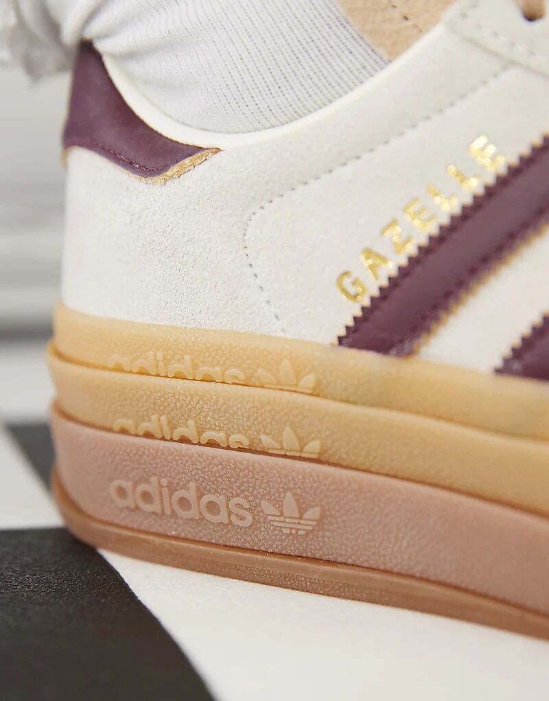 Кроссовки Gazelle Bold кремового и бордового цвета adidas Originals — фото 4