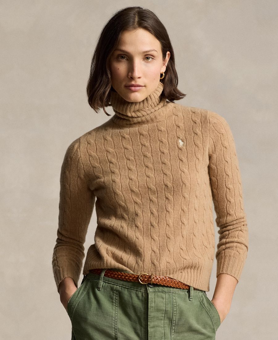 

Женский свитер с высоким воротником Polo Ralph Lauren, Collection Camel Melange
