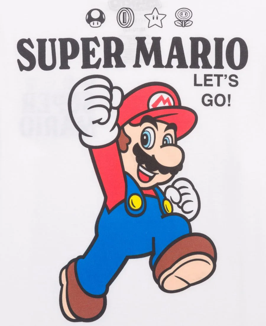 Детская футболка с коротким рукавом "Lets Go" для мальчиков 5-20 лет Mario Bros., белый — фото 3