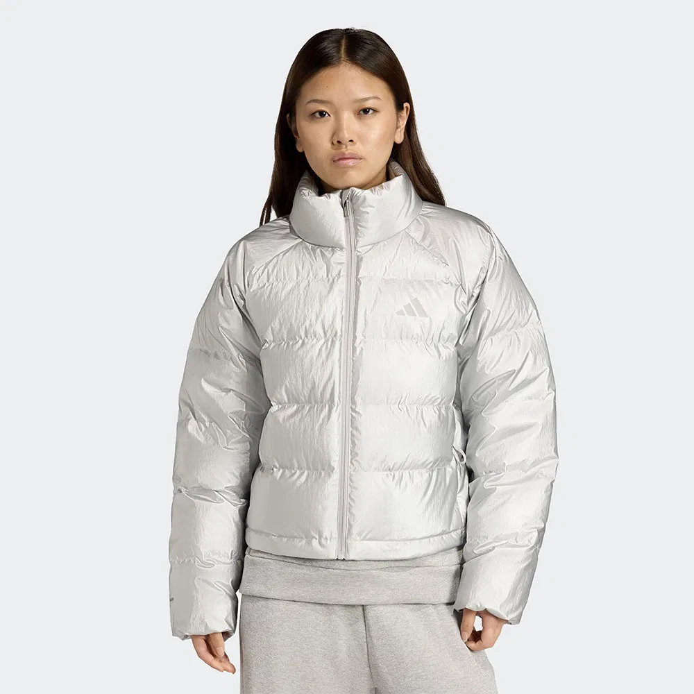 Женская серебристая пуховая куртка Helionic Holiday Climawarm от Adidas
