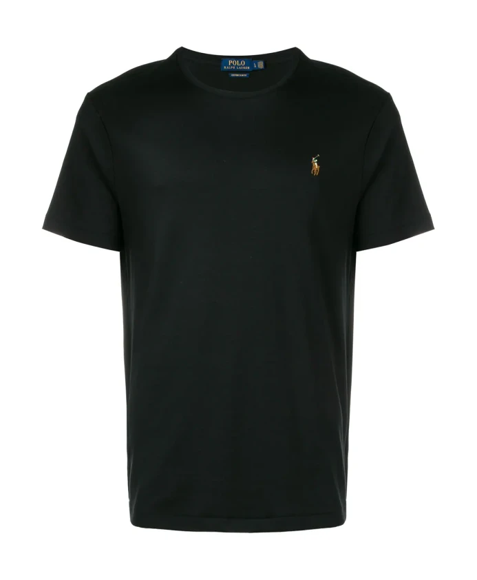 

Хлопковая футболка узкого кроя с вышивкой Polo Ralph Lauren, черный