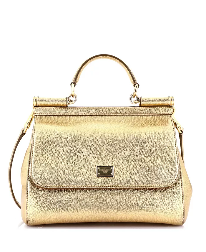 

Кожаная сумка Miss Sicily среднего размера Pre-Owned Dolce & Gabbana, золотой
