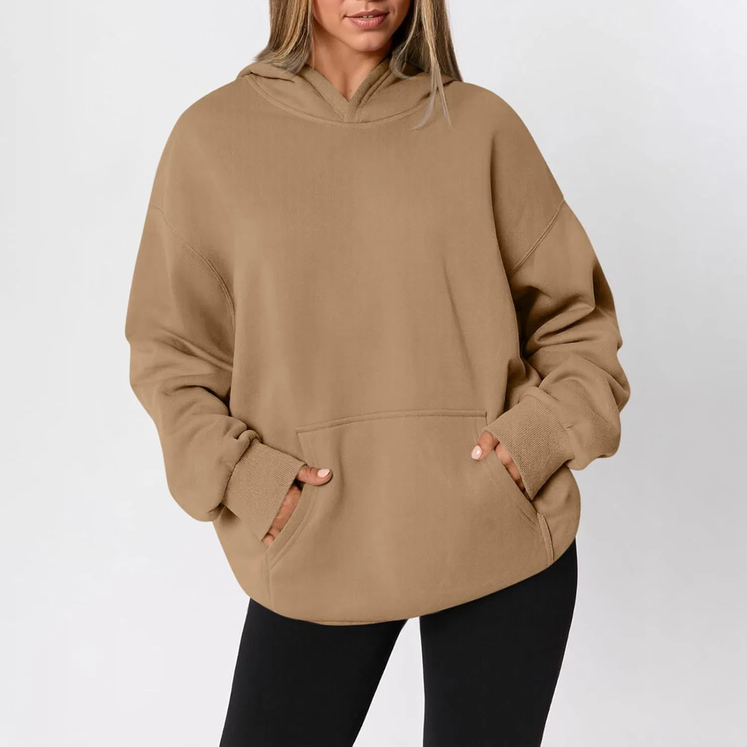 Толстовка женская оверсайз из флиса, Generic, A003-camel — фото 3