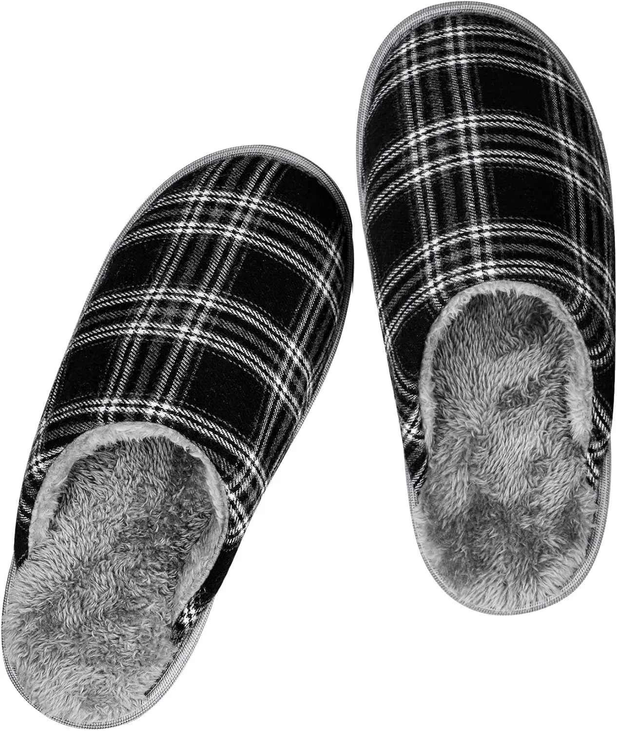 Riemot Hausschuhe Herren Bequem Plüsch Pantoffeln Warme Leichte Weiche Тапочки для Herbst Winter Barfuß Для дома и улицы Gr.38-47, Black And White Chequered