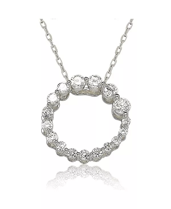 

Ожерелье Suzy Levian с подвеской в виде круга из стерлингового серебра с кубическим цирконием Suzy Levian New York, white