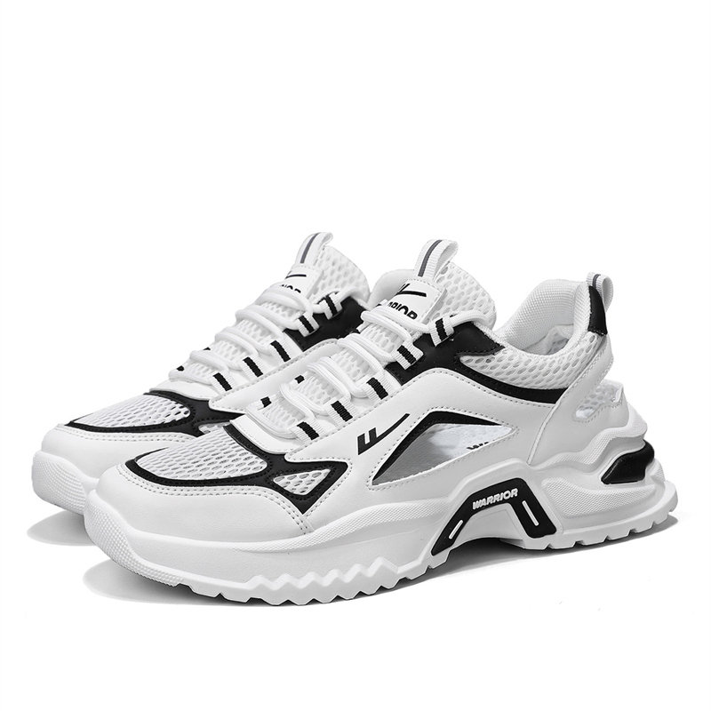 

WARRIOR Износостойкие и легкие низкие массивные кроссовки мужские бело-черные, цвет White Black