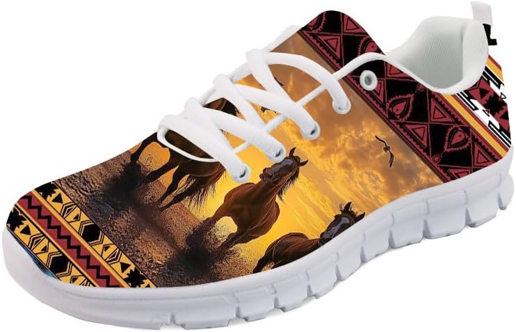 

Кроссовки Forchrinse Hawaiian Corgi Palm для бега для мужчин и женщин, мягкие спортивные, для тренажерного зала и джоггинга, Western Aztec Running Horse