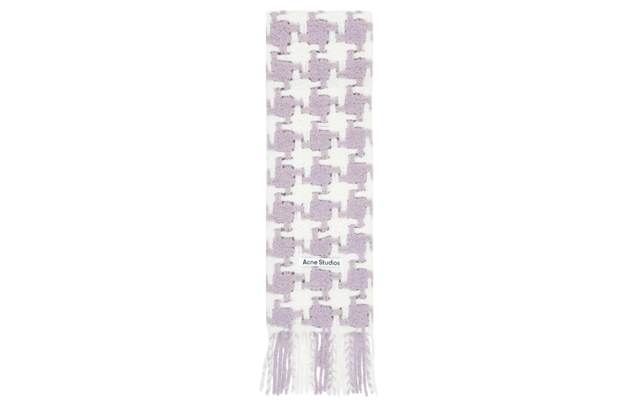 

Acne Studios Шарф с бахромой в клетку, Light Purple/White