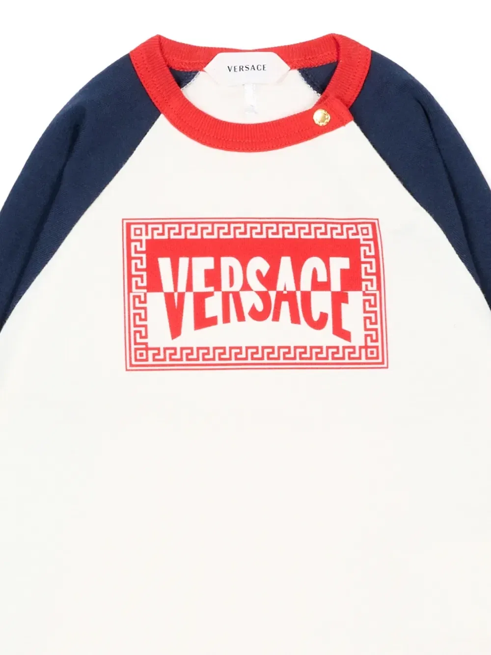 Футболка с логотипом и рукавами реглан Versace Kids, бежевый — фото 3
