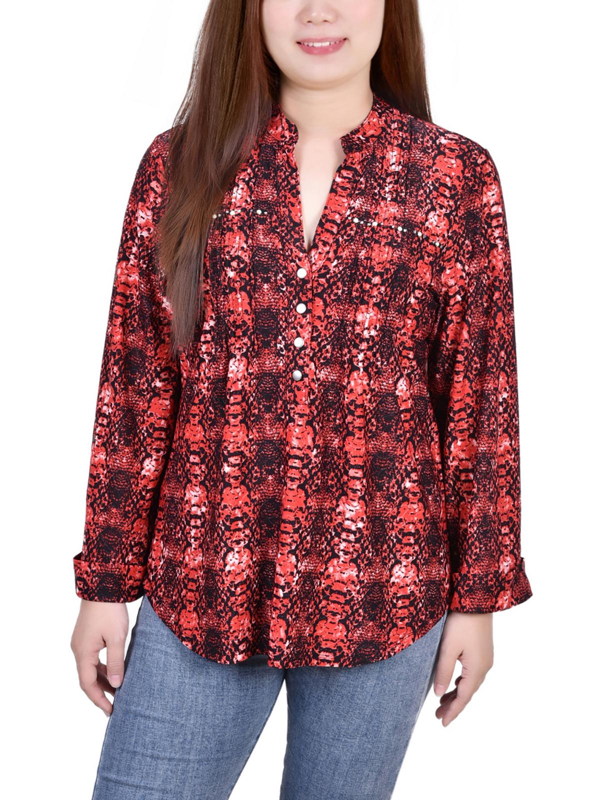 

Petites Женская клетчатая трикотажная блузка NY Collection, цвет berry plaid