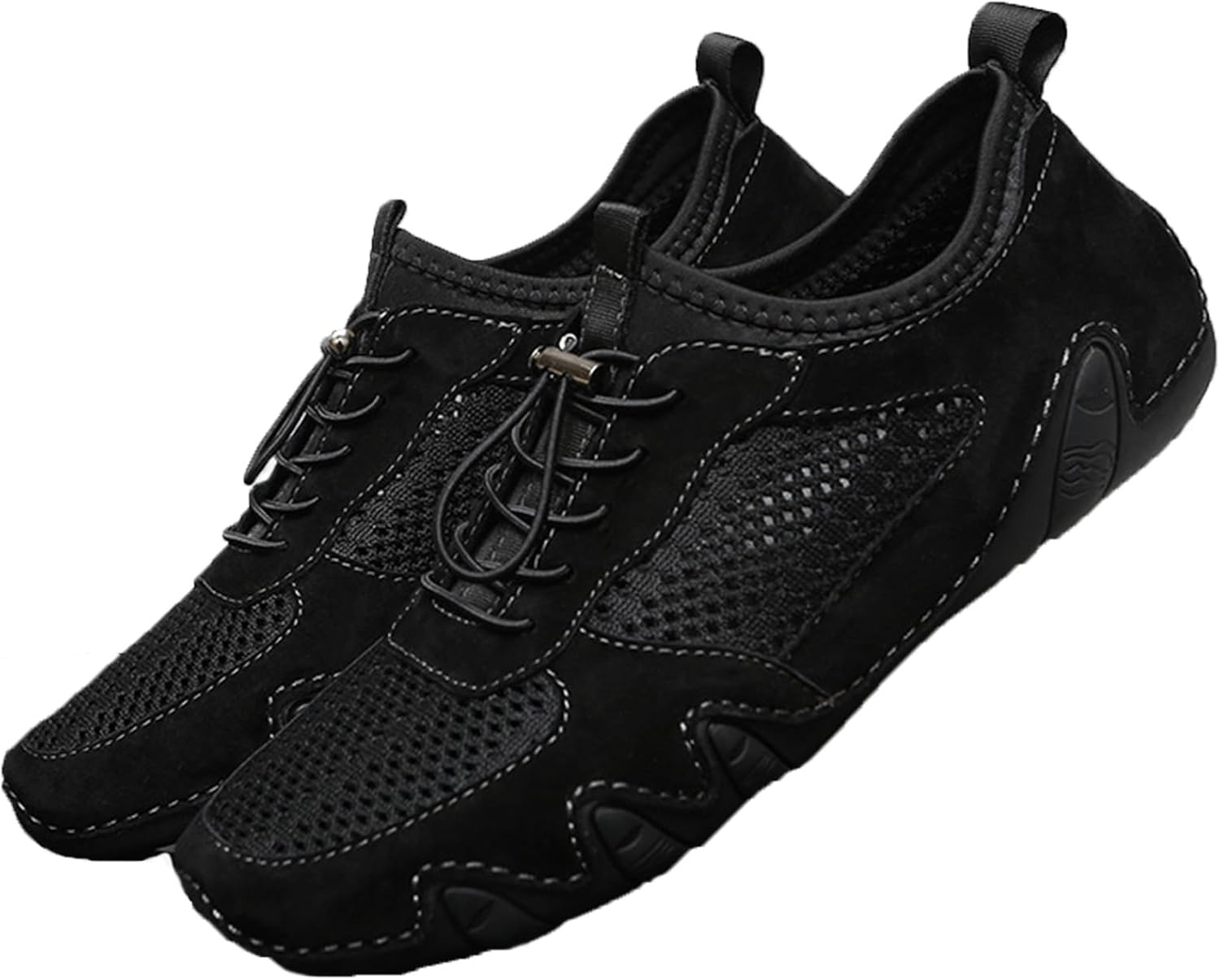 

Мужские летние дышащие трекинговые кроссовки AngryMonkey для ходьбы и походов, итальянская ручная работа, мягкие замшевые лоферы без шнурков, черный