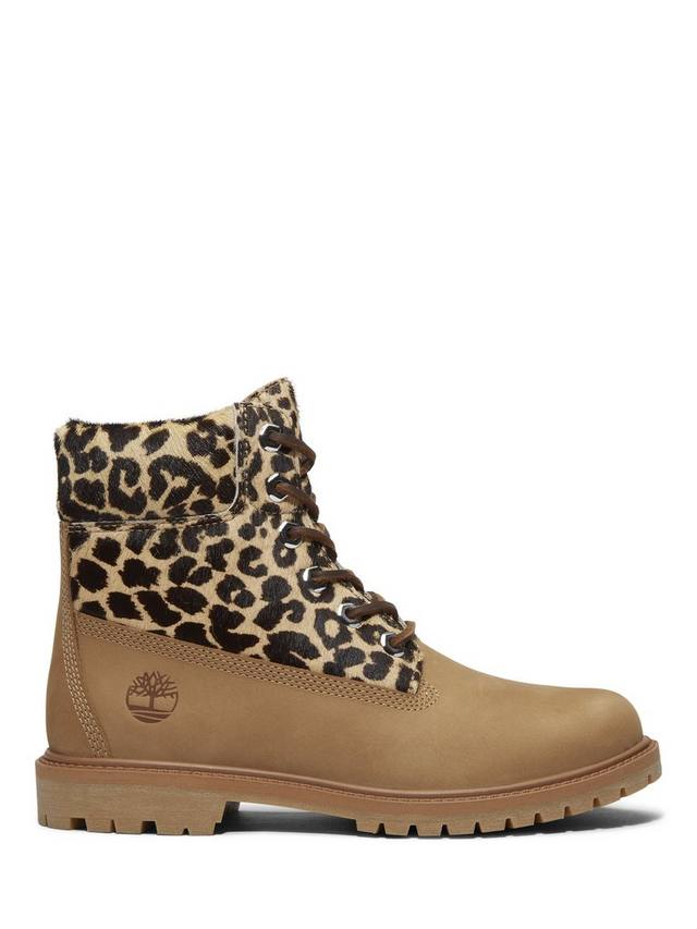 Премиальные кожаные леопардовые ботинки на шнуровке Timberland, Beige/Multi