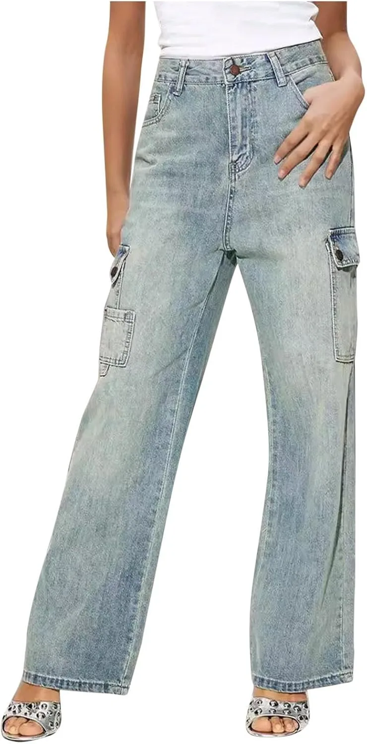 

Женские карго джинсы casual 2024 с поясом