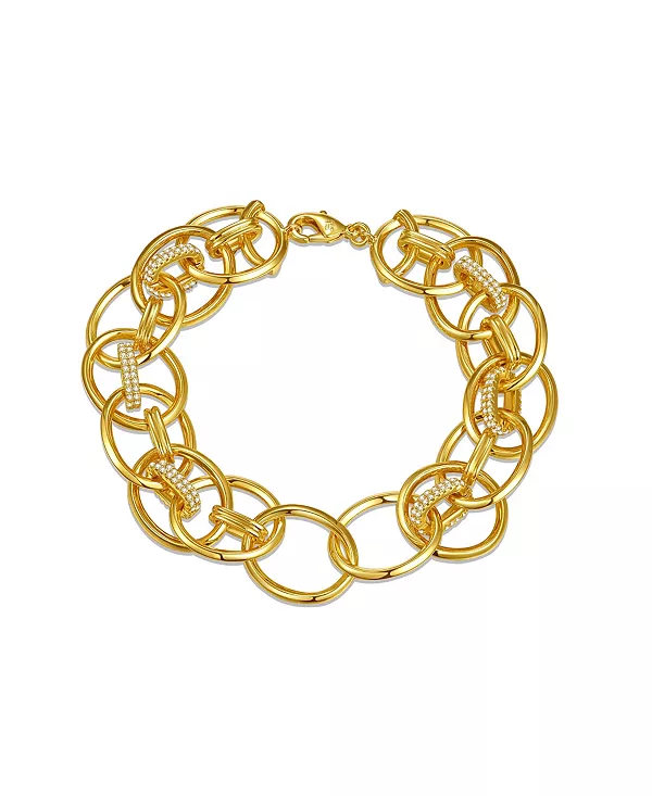 

Браслет-Цепочка Teen'S с двойным переплетением тросов, покрытый 14-каратным золотом и фианитами Rachel Glauber, gold