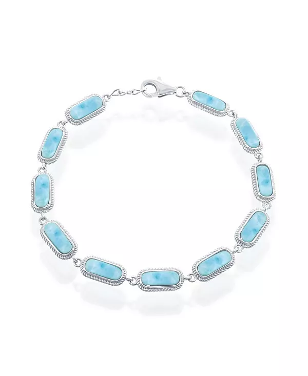 

Браслет из стерлингового серебра с овальным ларимаром Caribbean Treasures, blue