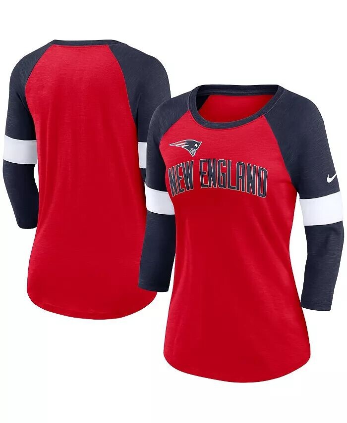 

Женская футболка New England Patriots Heather Red/Heather Navy Football Pride реглан с рукавами 3/4 Nike