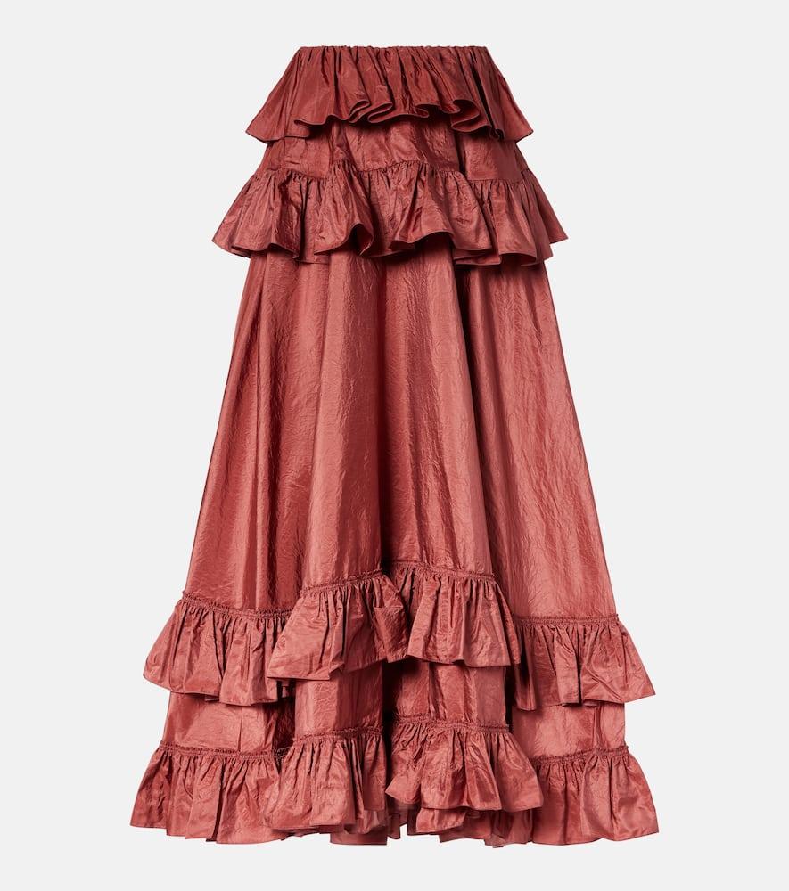 

Многоярусная плиссированная юбка макси из шелкового тафты Chloé, Cedar Pink