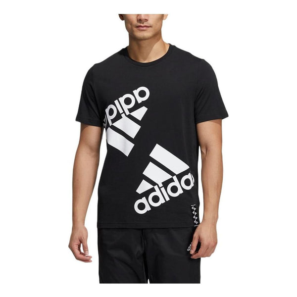 

Футболка adidas Contrasting Colors Large Logo Printing Sports Gym Round Neck Short Sleeve Black, мультиколор