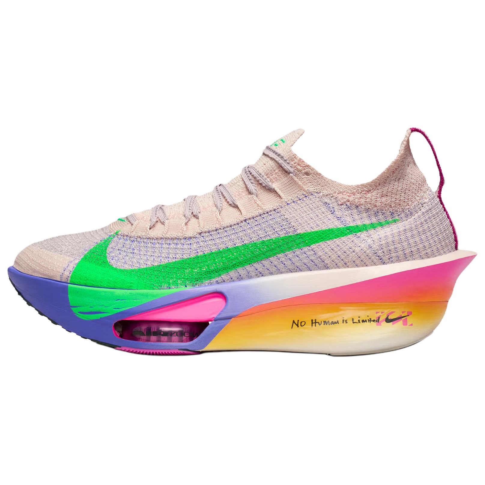 

Nike Женские беговые кроссовки для марафона Air Zoom Alphafly Next% 3 с карбоновой пластиной, цвет beige green blue