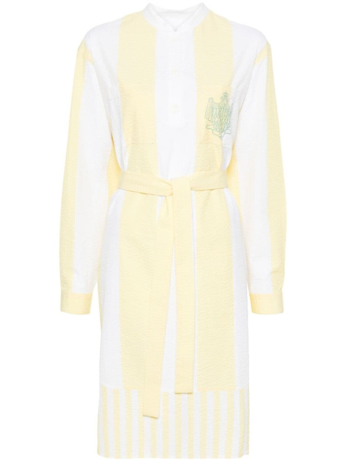 

Maison Kitsuné платье миди из сирсакера с поясом, белый