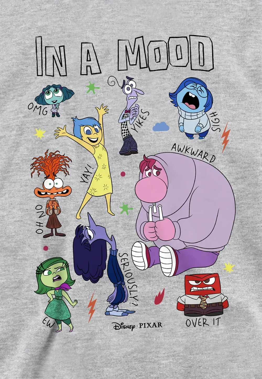 Детская толстовка Disney Inside Out 2, серый — фото 2