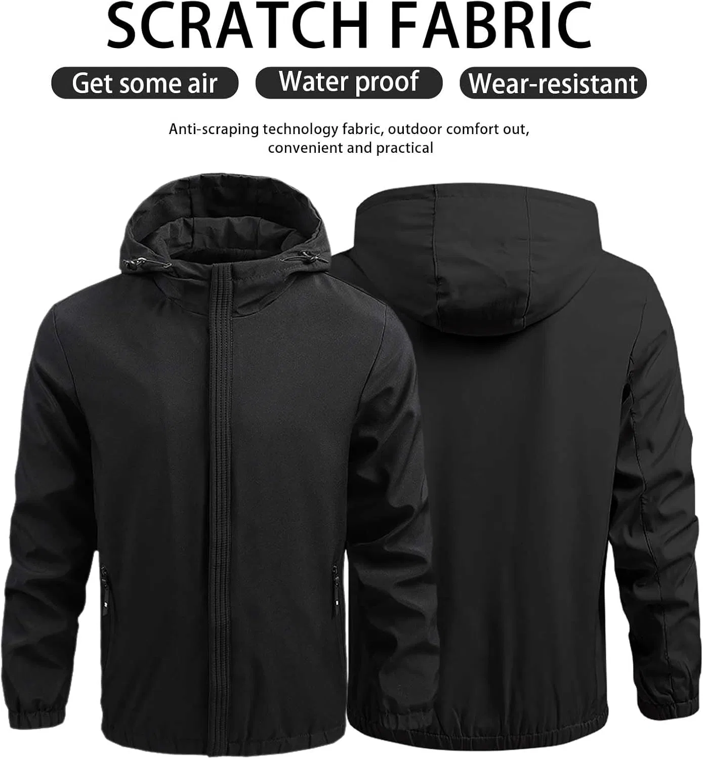 Generic Мужское легкое пальто-тренч с капюшоном, на молнии, цвета black, gray, navy blue — фото 3