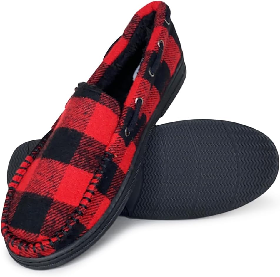 

Мокасины NORTY для мужчин  Микрозамша или твил  Пена с эффектом памяти - Дополнительно тепло, красный/черный